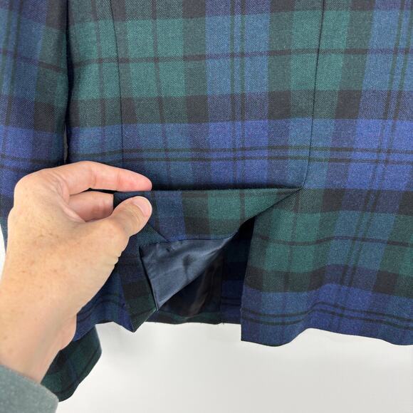 J. Crew Factory black watch plaid blazer 0 Wool blend 22235 academia preppy - Picture 7 of 10